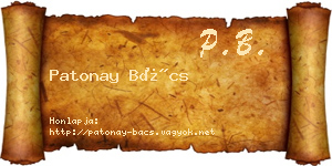 Patonay Bács névjegykártya